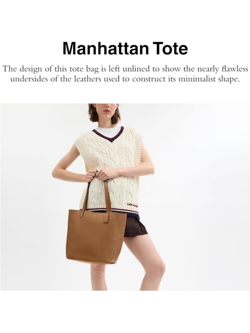 Coach Manhatan Tan Leather Tote Bag - Picture 13 of 13